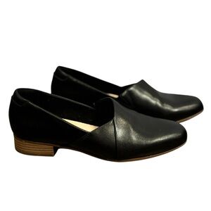 Clarks Black Juliet Palm Slip on Loafers - size 8